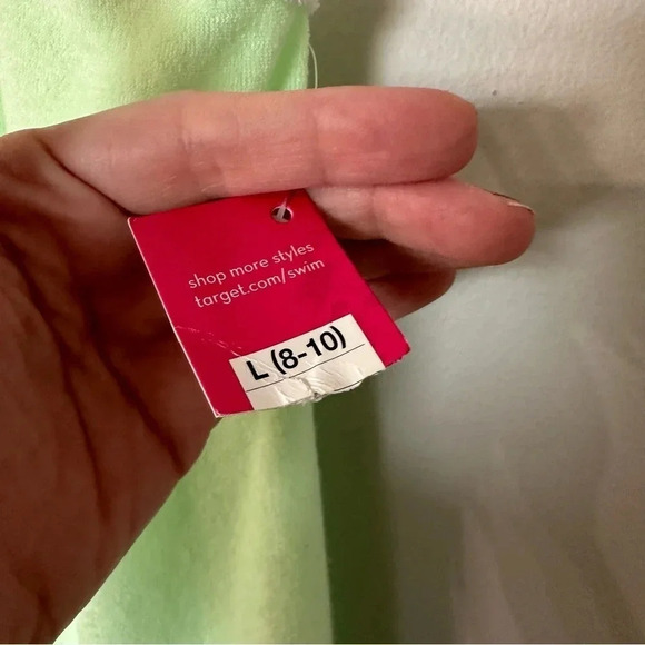 Xhilaration Juniors Neon Green Terry Cloth Halter Top Swim Dress Sz L (8-10) NWT - Picture 6 of 10